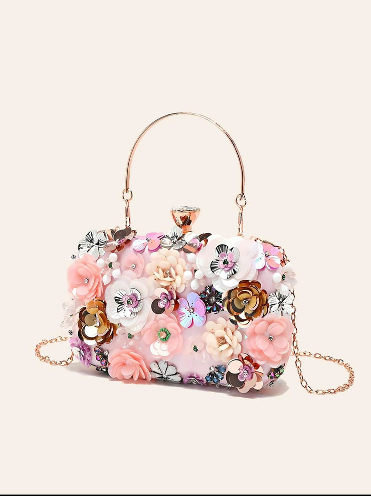 Love 2 Bag's 3D Flower Evening Clutch Rhinestone Handbag