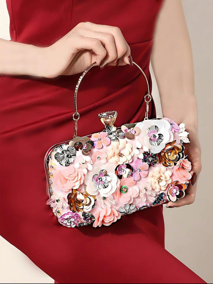 Love 2 Bag's 3D Flower Evening Clutch Rhinestone Handbag